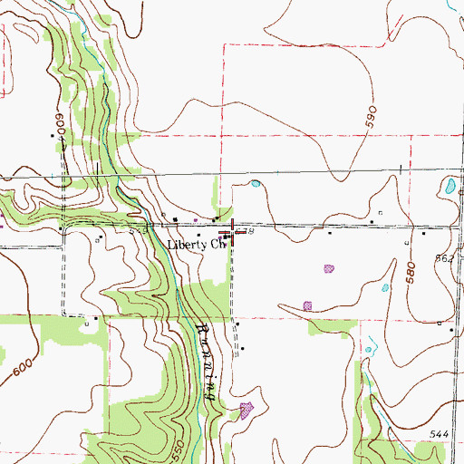 Topographic Map of Liberty Church, TX