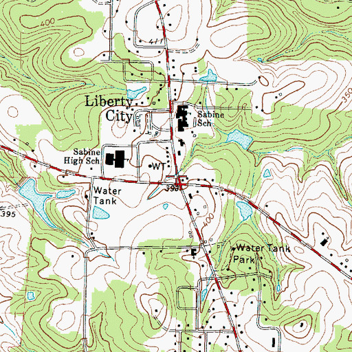 Topographic Map of Liberty City, TX