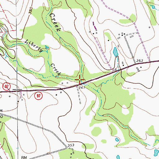 Topographic Map of Liberty Creek, TX