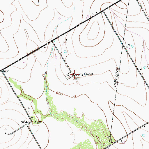 Topographic Map of Liberty Grove Cemetery, TX