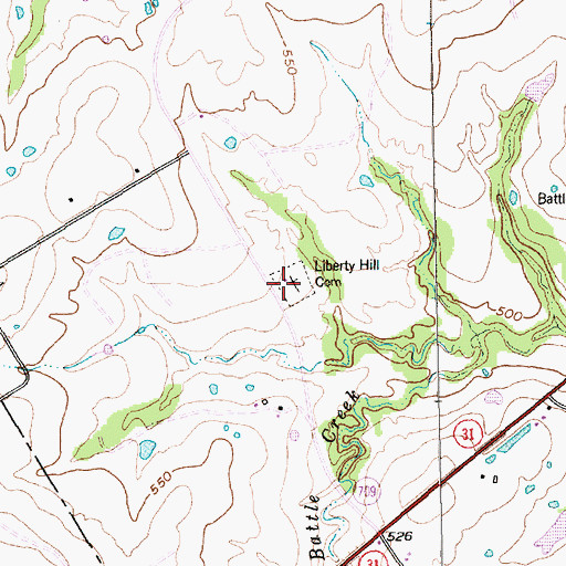 Topographic Map of Liberty Hill Cemetery, TX