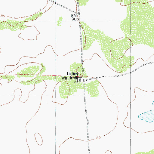 Topographic Map of Lidios Windmill, TX
