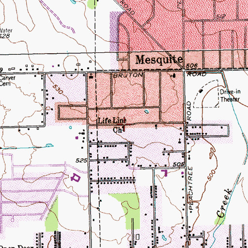 Topographic Map of Life Line Church, TX