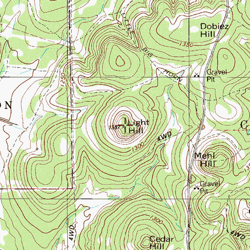 Topographic Map of Light Hill, TX