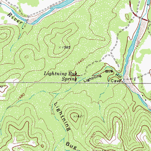 Topographic Map of Lightning Bug Spring, TX