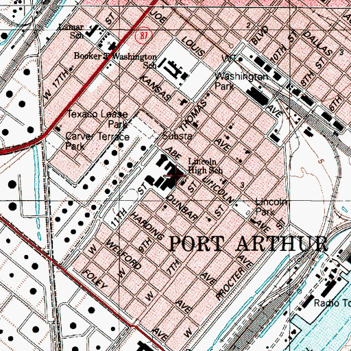 Topographic Map of Lincoln High School, TX