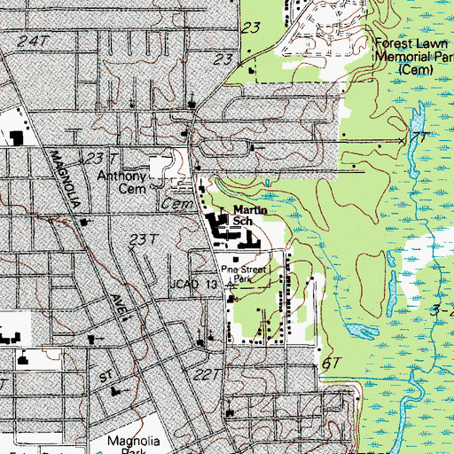 Topographic Map of Lincoln Junior High School, TX