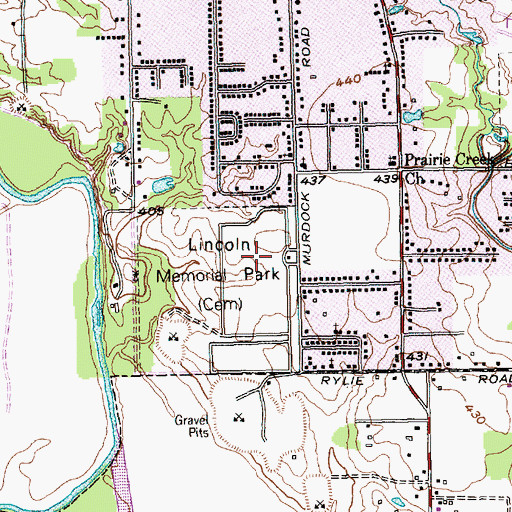 Topographic Map of Lincoln Memorial Park, TX