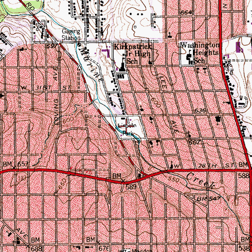 Topographic Map of Lincoln Park, TX