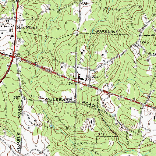 Topographic Map of Lincoln School, TX