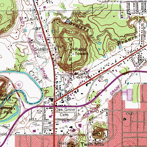 Topographic Map of Lincoln School, TX
