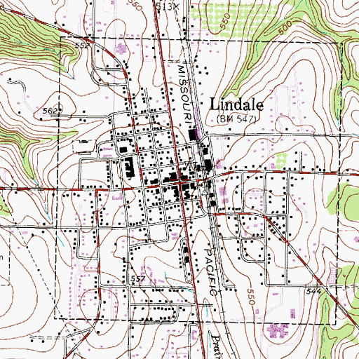 Topographic Map of Lindale, TX