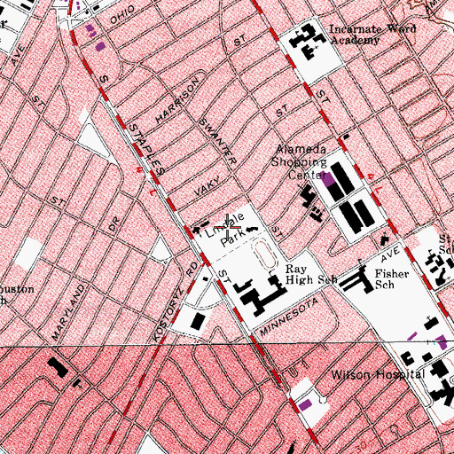 Topographic Map of Lindale Park, TX