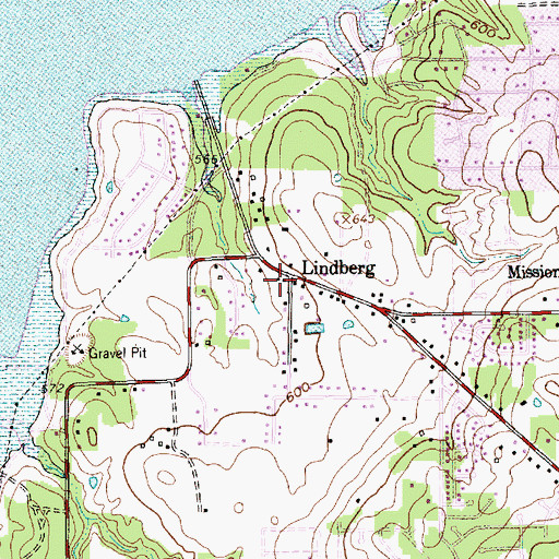 Topographic Map of Lindberg, TX