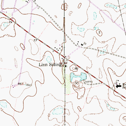 Topographic Map of Linn Siding, TX