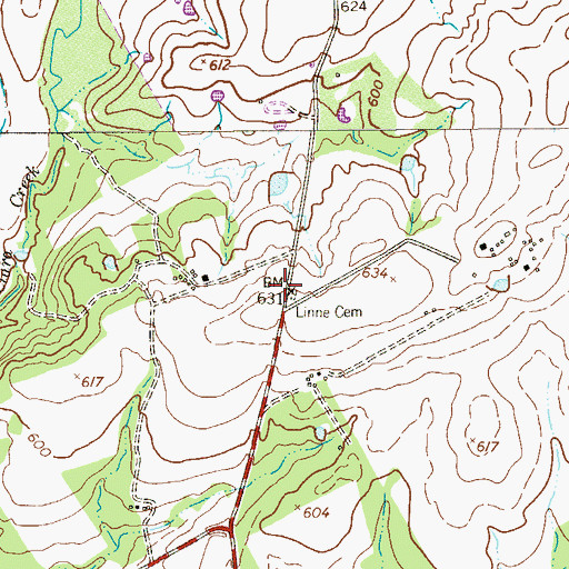 Topographic Map of Linne Cemetery, TX