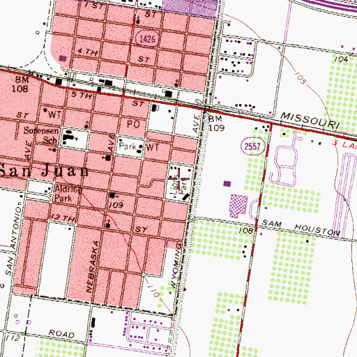 Topographic Map of Lions Park, TX