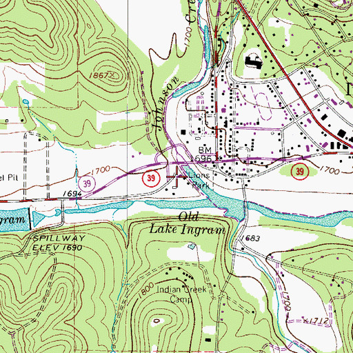 Topographic Map of Lions Park, TX