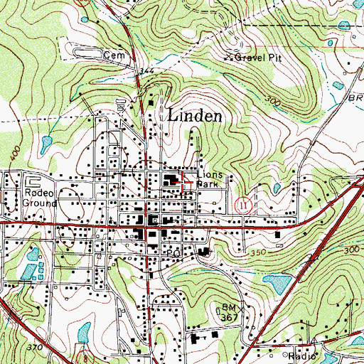 Topographic Map of Lions Park, TX