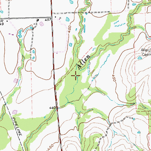 Topographic Map of Little Allen Creek, TX