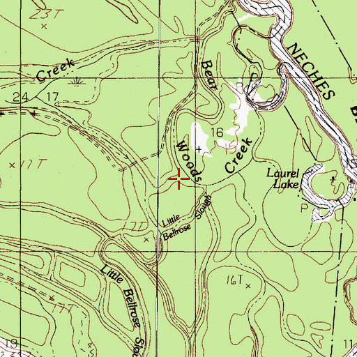 Topographic Map of Little Bellrose Slough, TX