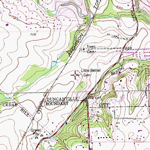 Topographic Map of Little Bethel Cemetery, TX