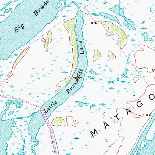 Topographic Map of Little Brundrett Lake, TX