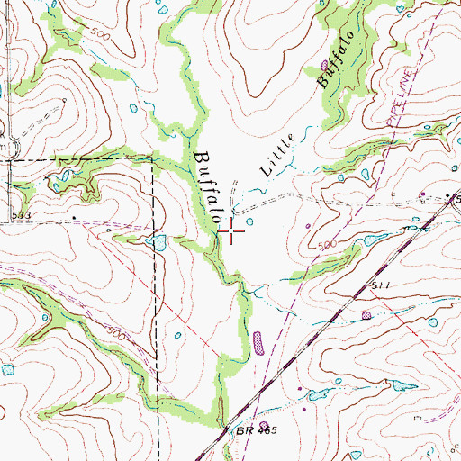 Topographic Map of Little Buffalo Creek, TX