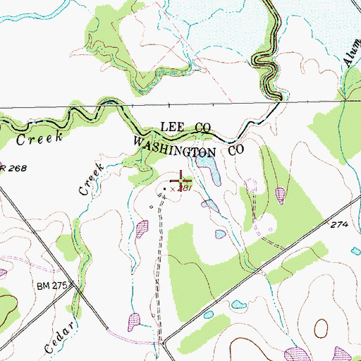 Topographic Map of Little Cedar Creek, TX
