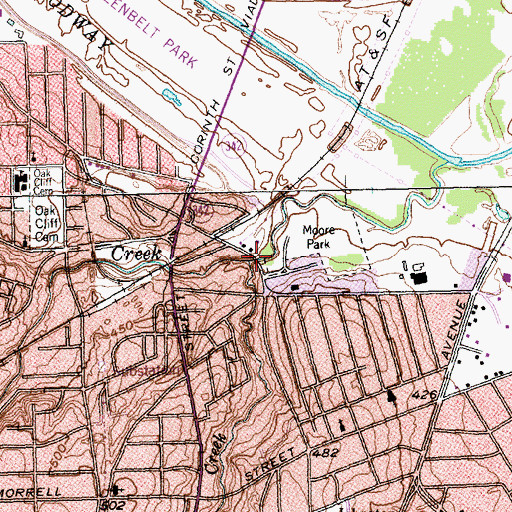 Topographic Map of Little Cedar Creek, TX