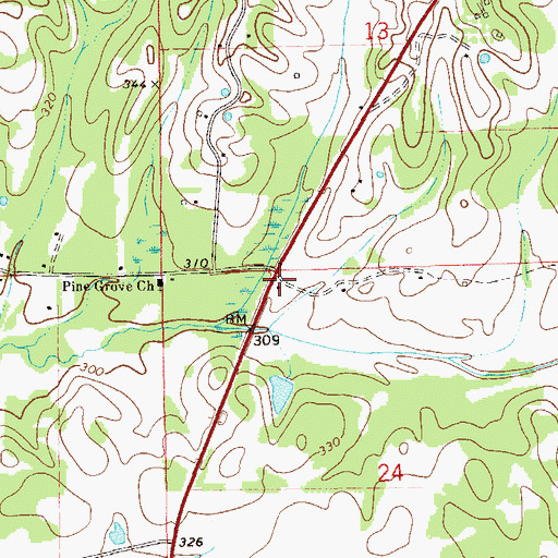 Topographic Map of Cotton Valley Church (historical), AL