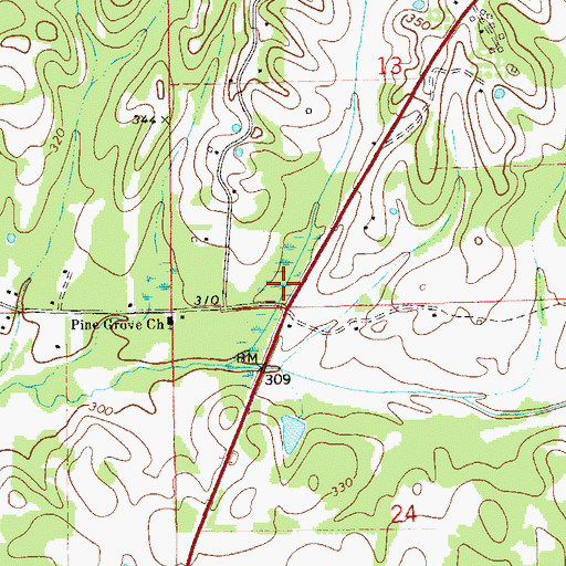Topographic Map of Cotton Valley School (historical), AL