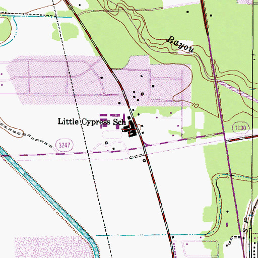 Topographic Map of Little Cypress School, TX
