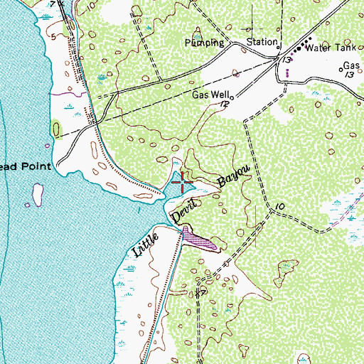 Topographic Map of Little Devil Bayou, TX