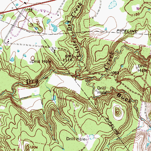 Topographic Map of Little Dry Creek, TX