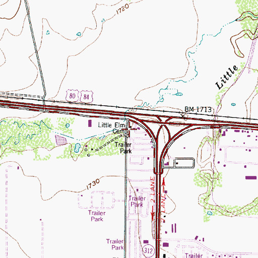 Topographic Map of Little Elm Cemetery, TX