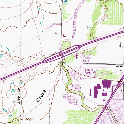 Topographic Map of Little Elm Creek, TX
