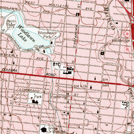 Topographic Map of Little Flower School, TX