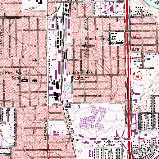 Topographic Map of Little Folks School, TX