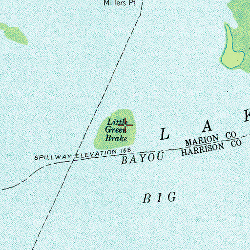 Topographic Map of Little Green Brake, TX