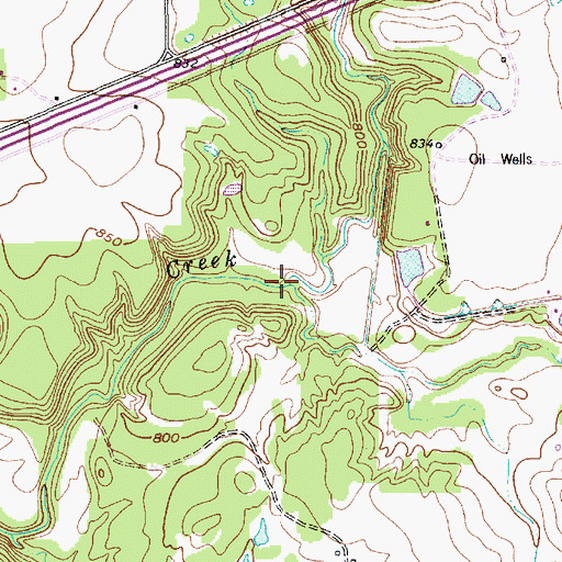 Topographic Map of Little Grindstone Creek, TX