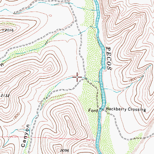 Topographic Map of Little Hackberry Canyon, TX