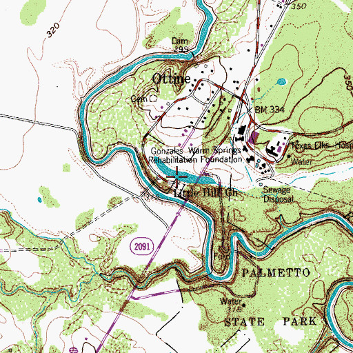 Topographic Map of Little Hill Church, TX
