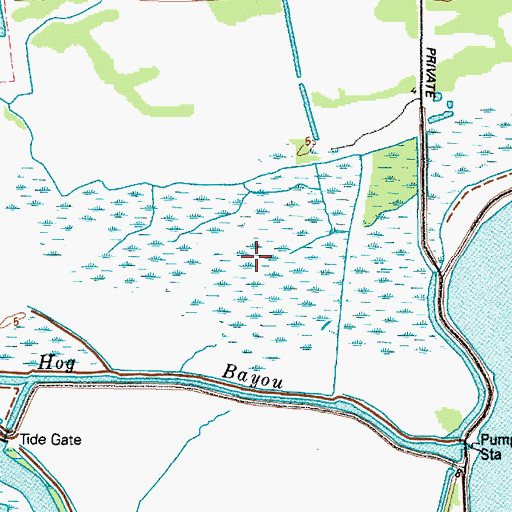 Topographic Map of Little Hog Bayou, TX