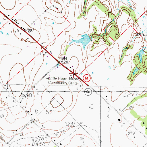 Topographic Map of Little Hope-Moore Community Center, TX