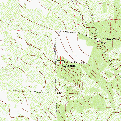 Topographic Map of Little Jardin Windmill, TX