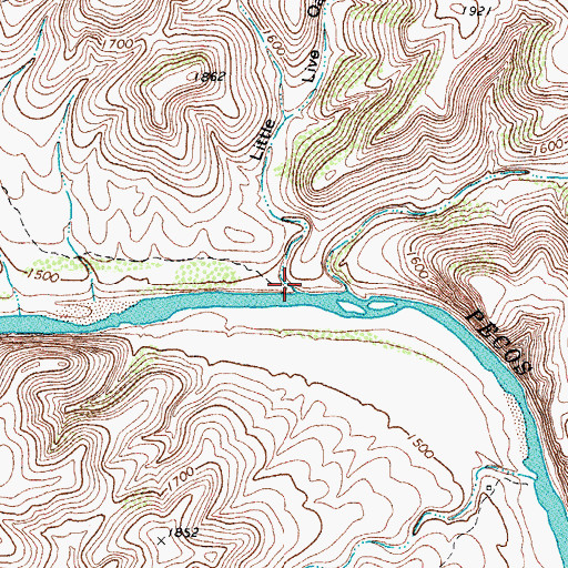 Topographic Map of Little Live Oak Canyon, TX