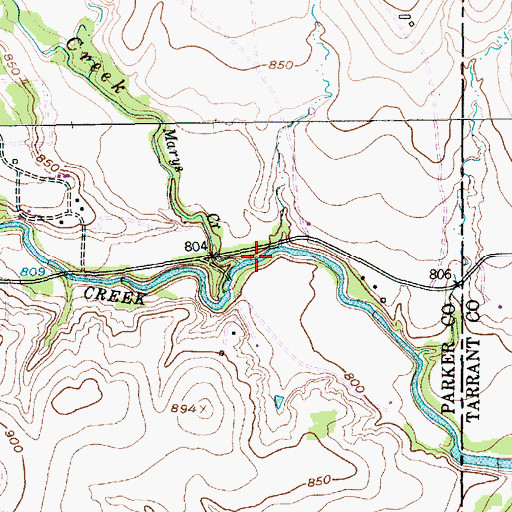 Topographic Map of Little Marys Creek, TX