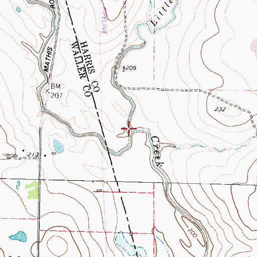 Topographic Map of Little Mound Creek, TX