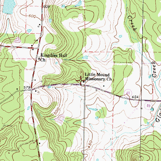 Topographic Map of Little Mound Missionary Church, TX